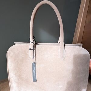 Elegant Beige Suede Tote